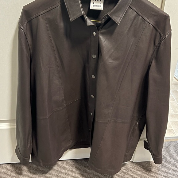 Karen by Smonsen Brown Leather Shirt with snap closures - Picture 1 of 12